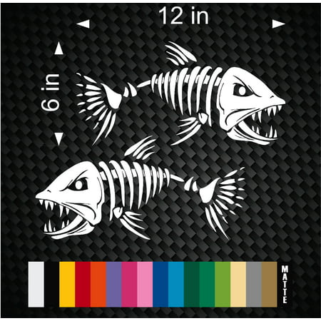 Large Skeleton Fish Vinyl Decals 23" Boat Fishing graphics sticker window 2 